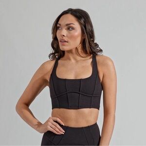 BuffBunny Black Corset Crop Top Racer Back Sports Bra Medium